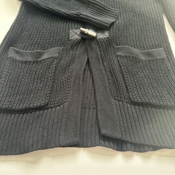 Ralph Lauren Black 100% Cotton Knit Shawl Collar Toggle Cardigan Women’s Sz Med - Picture 6 of 10